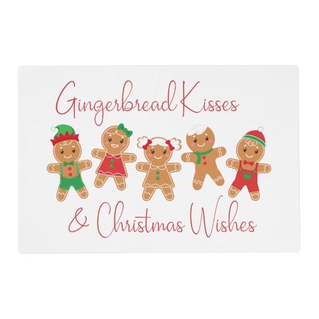 Gingerbread Kisses & Christmas Wishes Placemat (Front)