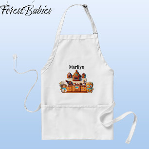 Gingerbread Kitchen Boy & Girl Cookie Graphic Adult Apron