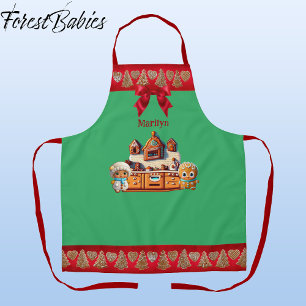 Gingerbread Kitchen Boy & Girl Cookie Graphic Apron