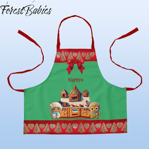 Gingerbread Kitchen Boy & Girl Cookie Graphic Apron