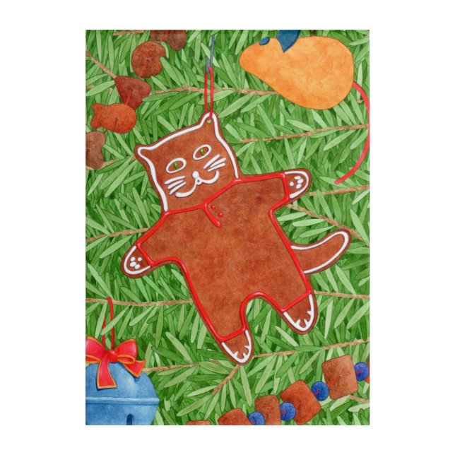 GINGERBREAD KITTY 10x14 Acrylic Wall Art (Front)
