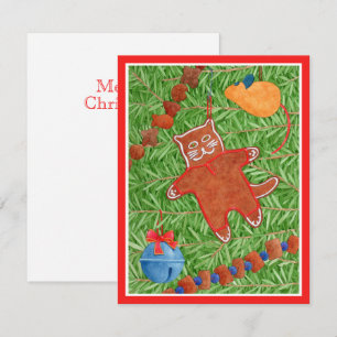 GINGERBREAD KITTY Meowy Christmas 4.25x5.5 Card II
