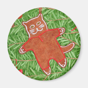 GINGERBREAD KITTY Round Magnet