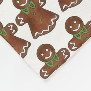 Gingerbread Lady Christmas Cookie Holiday Baking Fleece Blanket