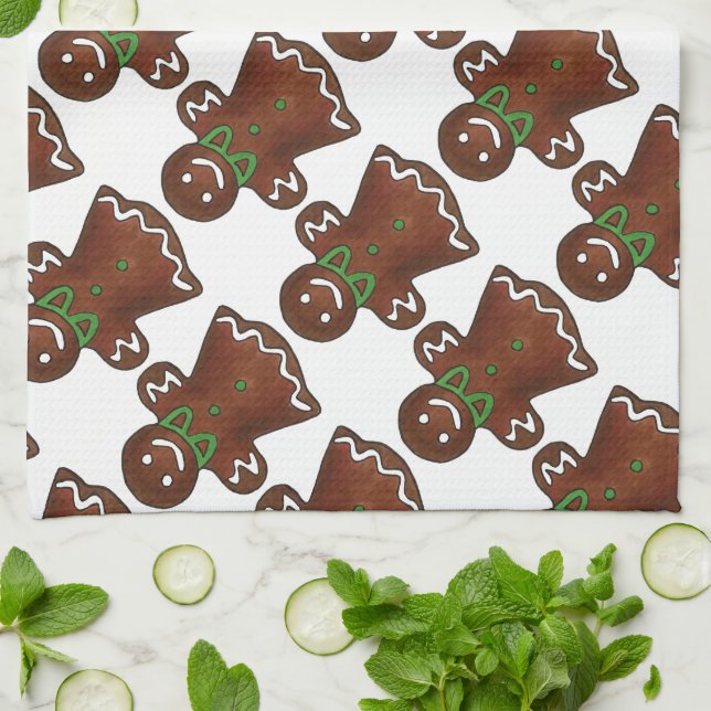 Gingerbread Lady Christmas Cookie Holiday Towel (Folded)