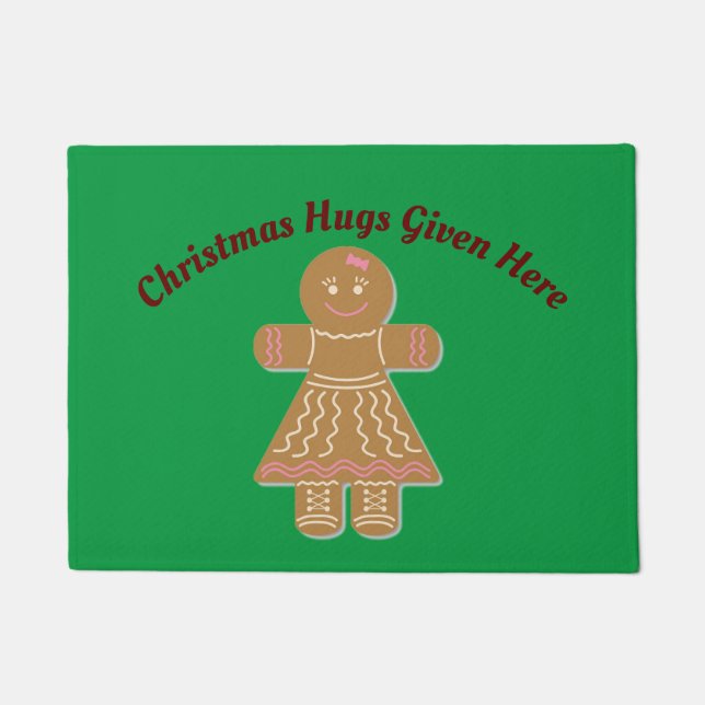 Gingerbread Lady Hugs Door Mat (Front)