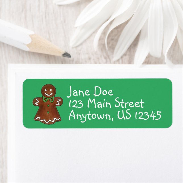 Gingerbread Lady Woman Christmas Cookie Holiday Label (Insitu)