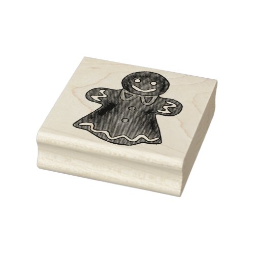 Gingerbread Lady Woman Christmas Holiday Cookie Rubber Stamp