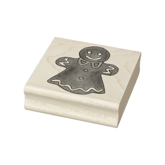 Gingerbread Lady Woman Christmas Holiday Cookie Rubber Stamp (Stamp)