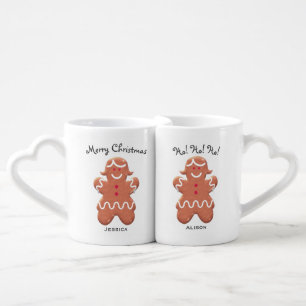 Gingerbread Lesbian Couple Personalised Christmas Coffee Mug Set
