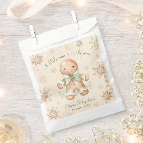 Gingerbread Little Man Christmas Baby Shower Favor Bag