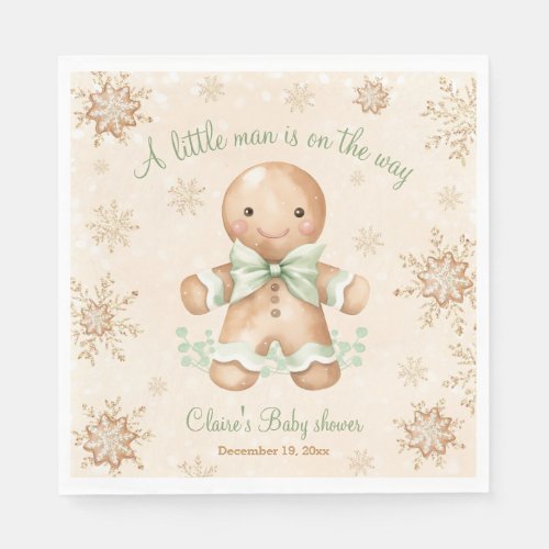 Gingerbread Little Man Christmas Baby Shower Napkins