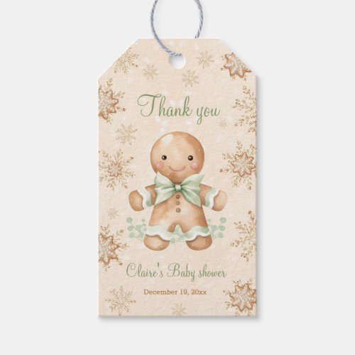 Gingerbread Little Man Christmas Baby Shower Tags