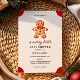 Gingerbread little merry baby shower invitation