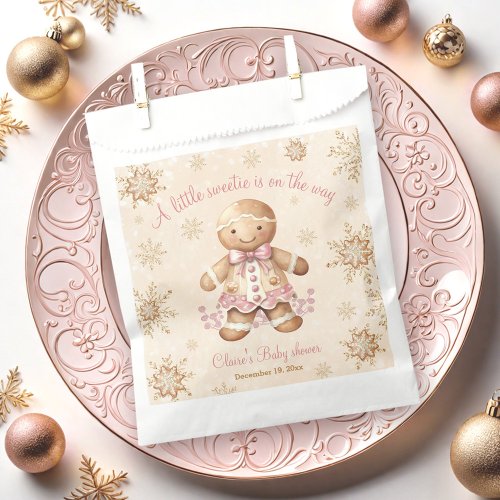 Gingerbread Little Sweetie Christmas Baby Shower Favor Bag