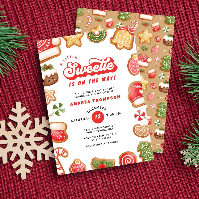 Gingerbread Little Sweetie Christmas Baby Shower  Invitation (Creator Uploaded)