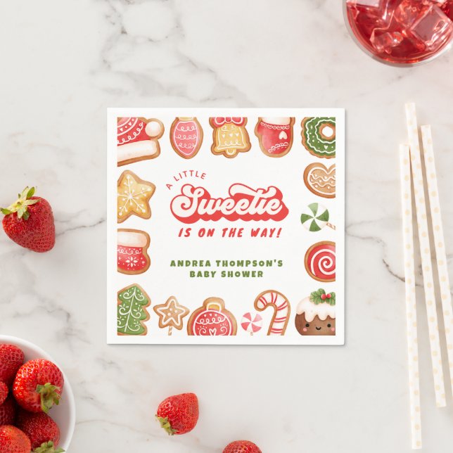 Gingerbread Little Sweetie Christmas Baby Shower  Napkins (Insitu)