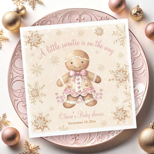 Gingerbread Little Sweetie Christmas Baby Shower Napkins