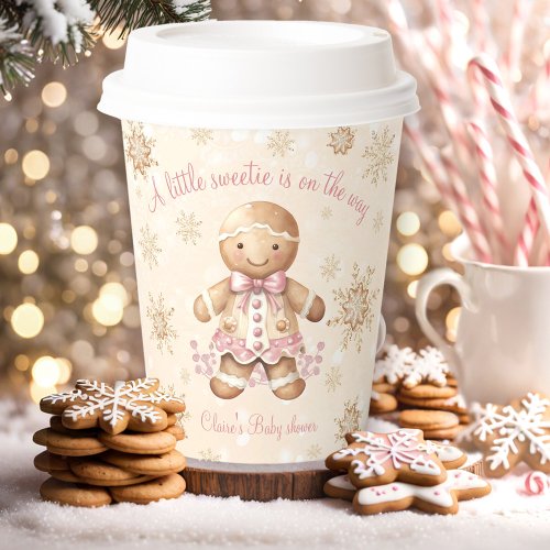 Gingerbread Little Sweetie Christmas Baby Shower Paper Cups