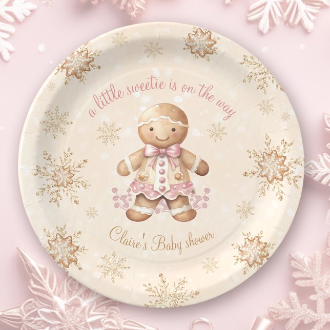 Gingerbread Little Sweetie Christmas Baby Shower Paper Plates (Gingerbread Little Sweetie Christmas Baby Shower Paper Plates)