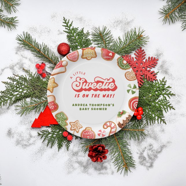 Gingerbread Little Sweetie Christmas Baby Shower Paper Plates (Creator Uploaded)