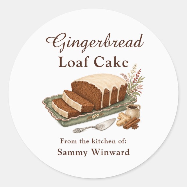 Gingerbread Loaf Cake Gift Label (Front)