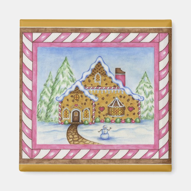 Gingerbread Lodge House Magnet (Front)