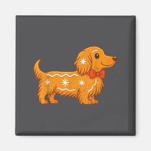 Gingerbread Long Hair Dachshund Christmas Pajama T Magnet