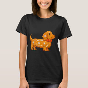 Gingerbread Long Hair Dachshund Christmas Pajama T T-Shirt