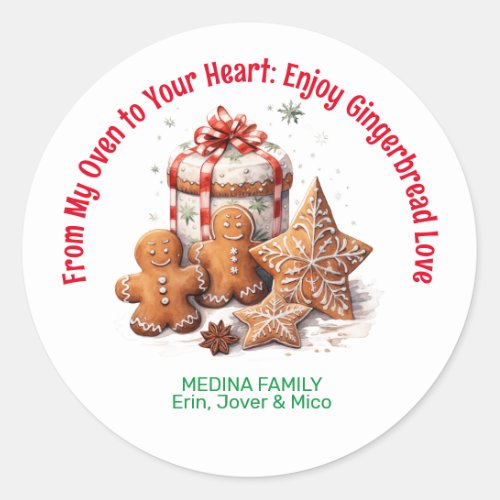 Gingerbread Love Christmas Classic Round Sticker