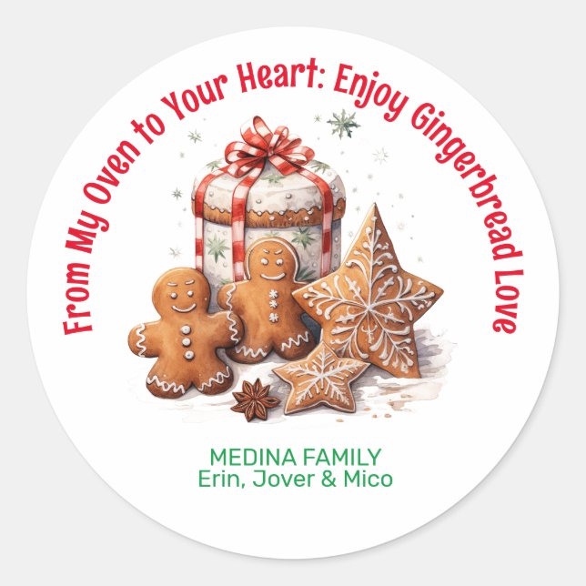 Gingerbread Love Christmas Classic Round Sticker (Front)