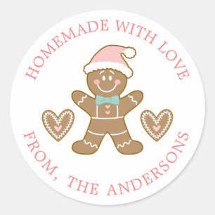 Gingerbread Made With Love Christmas Classic Round Sticker