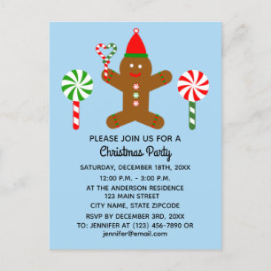 Gingerbread Man #1 Invitation Postcard