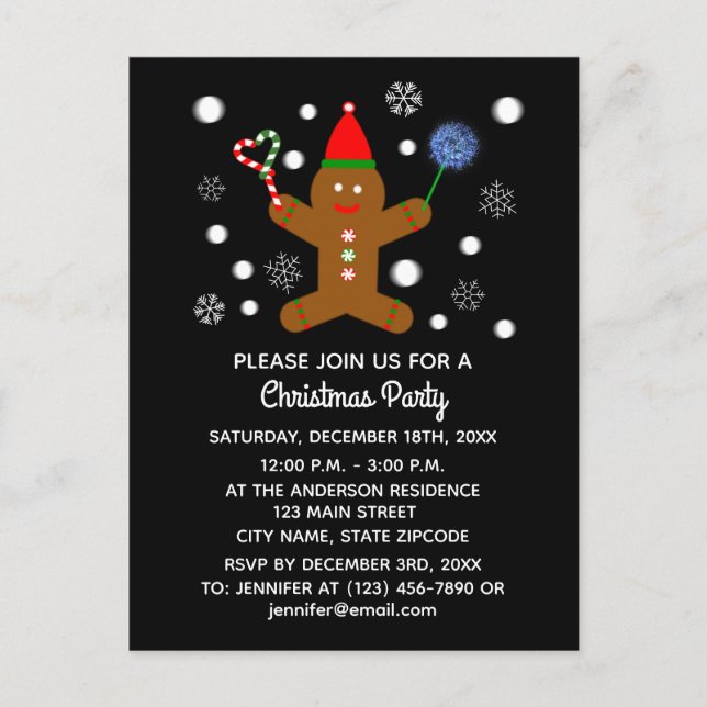 Gingerbread Man #2 Invitation Postcard (Front)