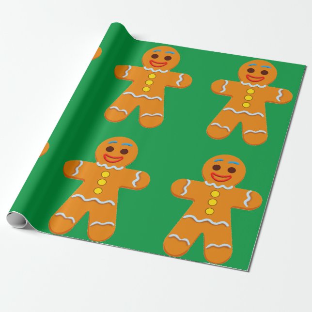 Gingerbread Man 2 Wrapping Paper (Unrolled)