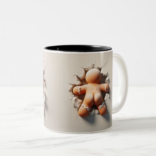 Gingerbread man 3D back and front views Two_Tone Coffee Mug