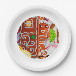 GINGERBREAD MAN 9" Round Paper Plates