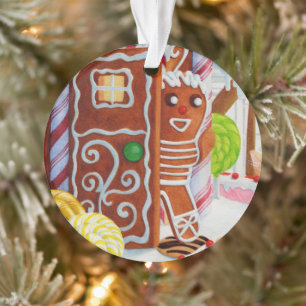 GINGERBREAD MAN Acrylic Circle Ornament