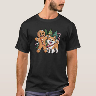 GINGERBREAD MAN AND AKITA DOG T-Shirt