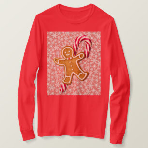 Gingerbread Man and Candy Cane Art on T-Shirt
