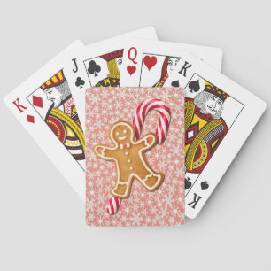 Gingerbread Man and Candy Cane Art Poker Cards