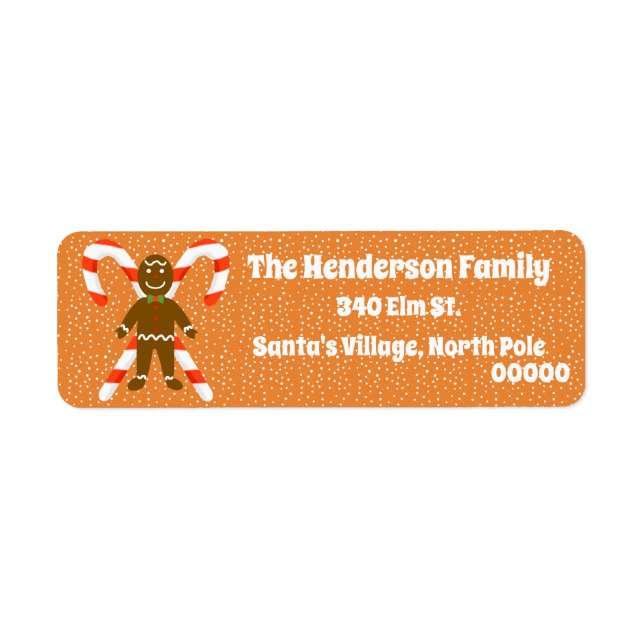 Gingerbread Man  and Candy Return Address Labels (Front)
