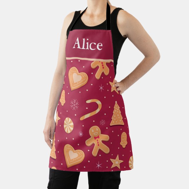 Gingerbread Man and Christmas cookies Custom  Apron (Insitu)