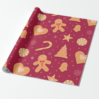 Gingerbread man and Christmas cookies pattern Wrapping Paper