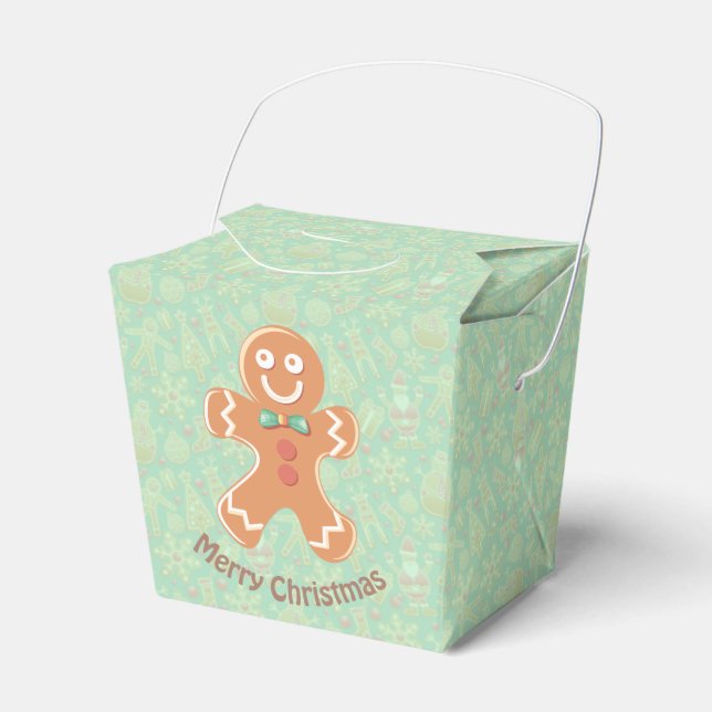 Gingerbread Man and Cookie Pattern Favor Boxes (Front Side)