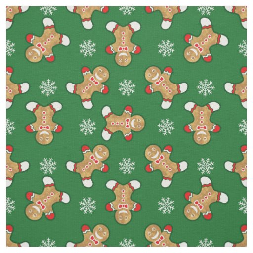 Gingerbread Man and Snowflake Pattern Fabric