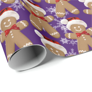 Gingerbread Man And Snowflakes Wrapping Paper