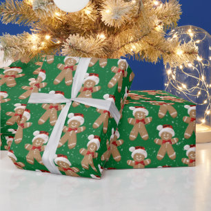 Gingerbread Man And Snowflakes  Wrapping Paper