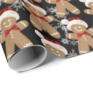 Gingerbread Man And Snowflakes Wrapping Paper
