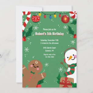 Gingerbread Man and Snowman Invitation